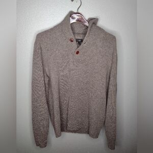 J Crew Mens Knit Shawl Collar Grandpa Sweater Large Wool Button Pullover A17